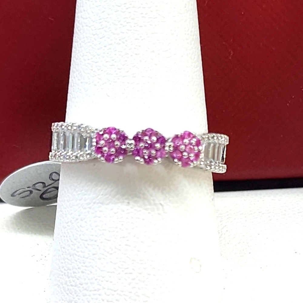 Pink Blossom Beauty – Tri-Florets Sterling Silver 925 Ring